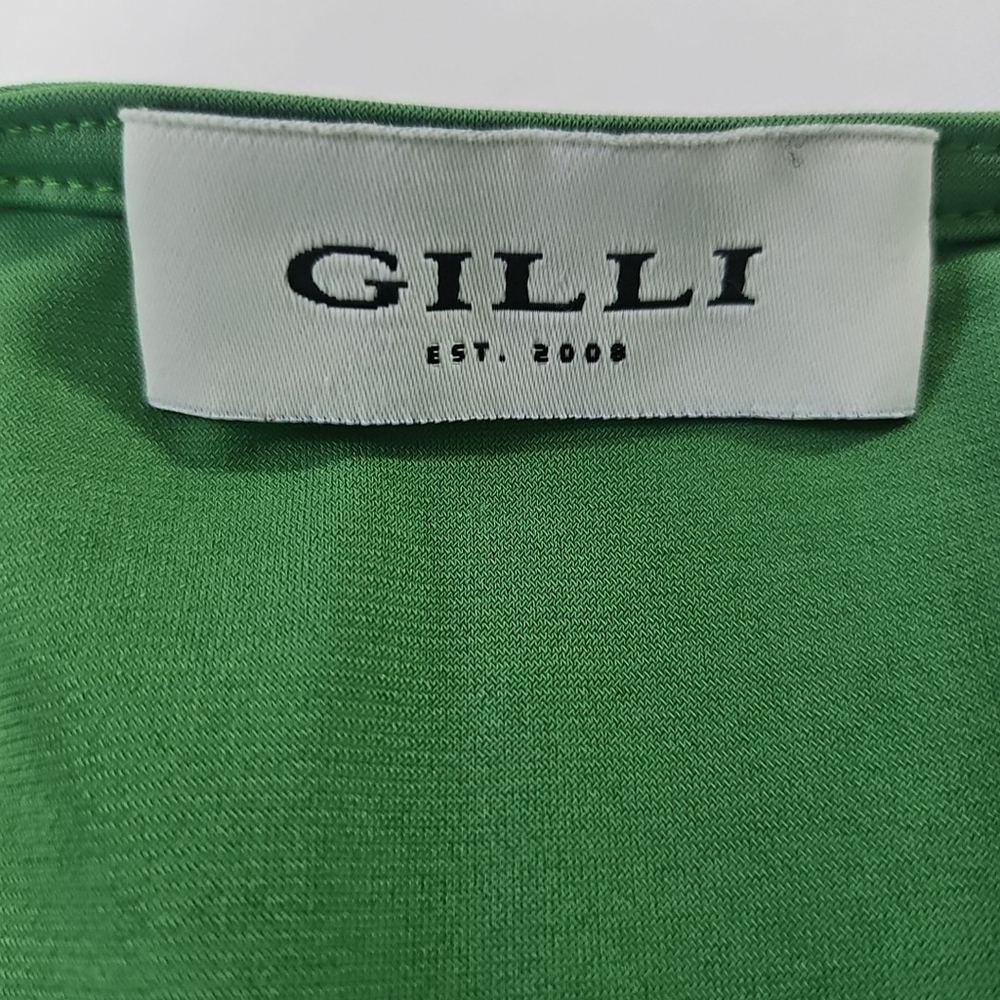 GILLI Faux Wrap V Neck Green Office Career Midi Dress Womens Size M - Picture 9 of 10